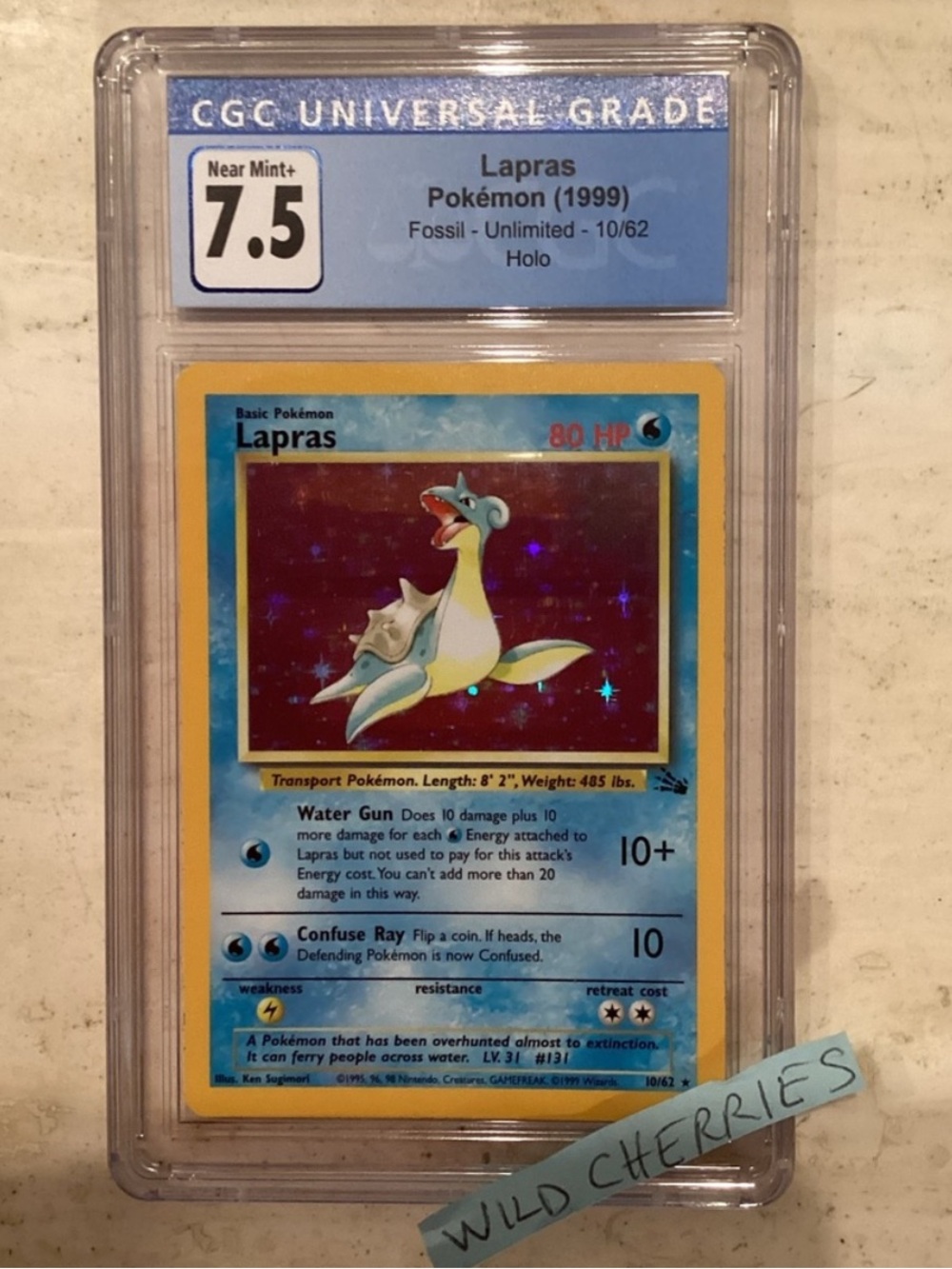 Pokemon Lapras 1999 Fossil 10/62 Holo CGC 7.5 TCG #10 WOTC